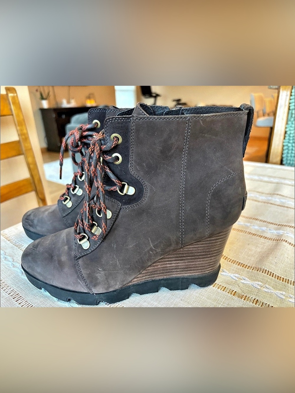 Sorel Joan of Arctic Wedge II Zip Boot Boots Brown & Black US 11
